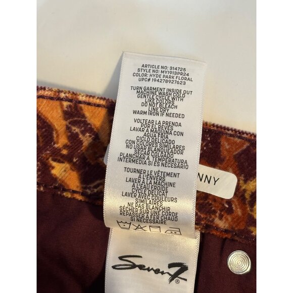 Seven7 High-Rise Skinny Corduroy Pants Floral Print Women's Size 14 NWT - Picture 5 of 9